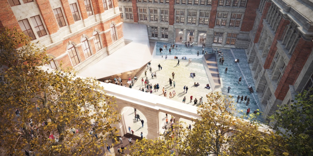 Amanda Levete - AL_A, V&A courtyard by day, Londra © AL_A