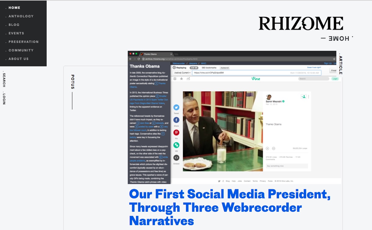 La homepage di Rhizome.org