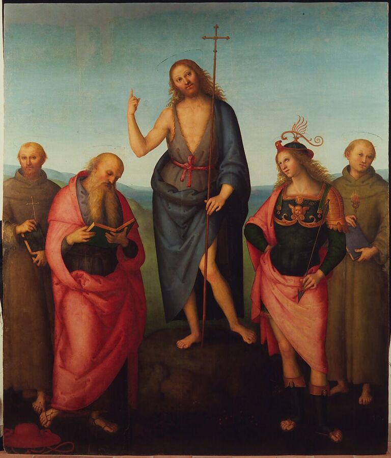 Perugino, San Giovanni Battista e i Santi Francesco, Girolamo, Sebastiano e Antonio da Padova, 1510 ca. - Perugia, Galleria Nazionale dell'Umbria