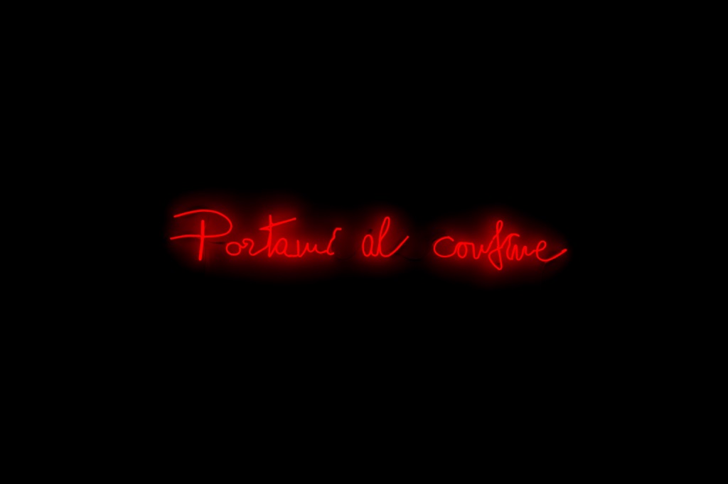 Valerio Rocco Orlando, Portami al Confine, 2016. Neon rosso, 24x180 cm. Collezione MUSMA, Matera. Photo Luca Centola