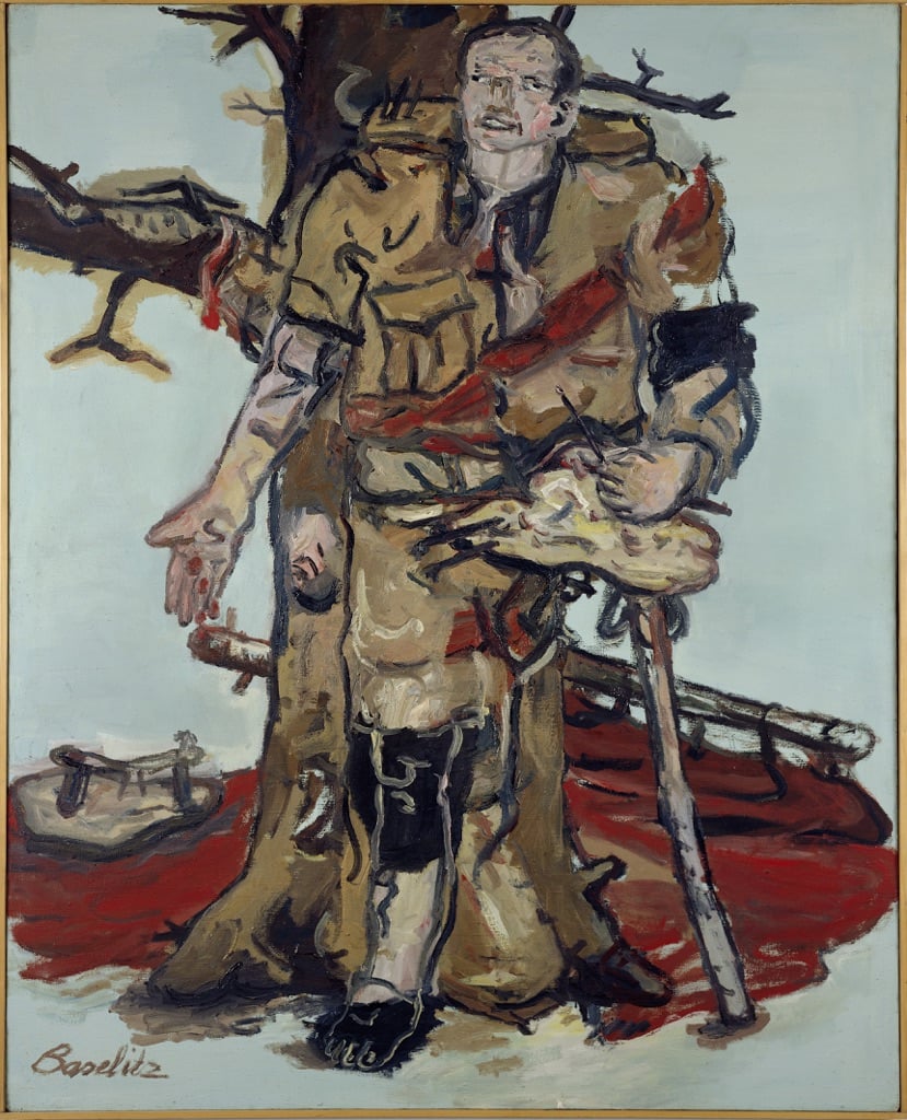 Georg Baselitz, Versperrter Maler, 1965, olio su tela. Duisburg, MKM-Museum Küppersmühle für Moderne Kunst, Collezione Ströher © Georg Baselitz 2017. Photo Archiv Sammlung Ströher