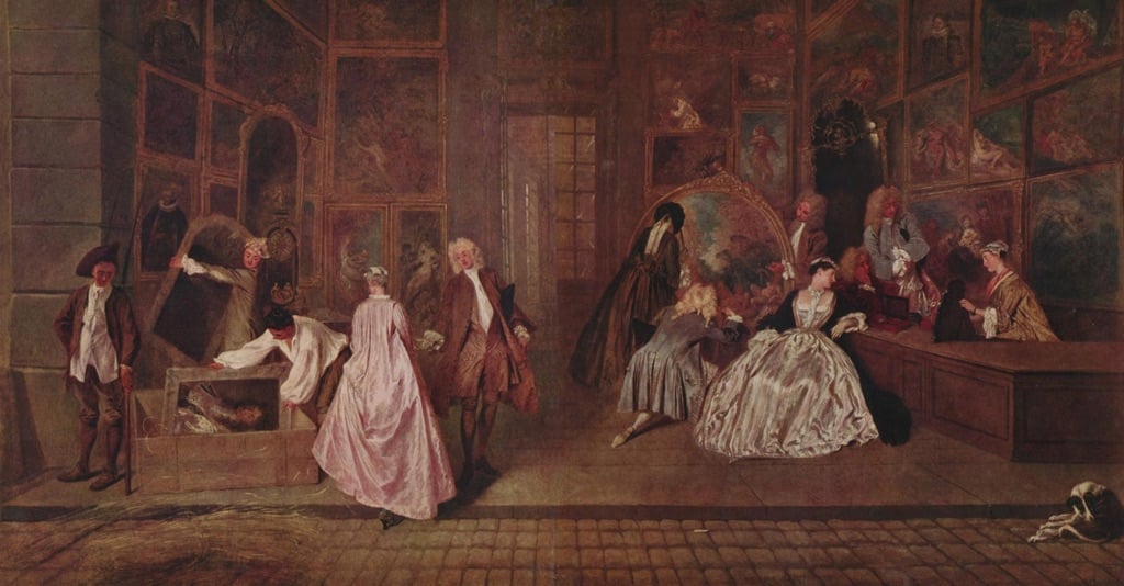 Jean-Antoine Watteau, L'insegna di Gersaint, 1720-21. Staatliche Museen, Berlino