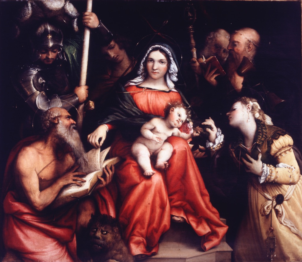 Lorenzo Lotto, Matrimonio mistico di Santa Caterina di Alessandria, 1524. Olio su tela, cm 98 x 115. Roma, Gallerie Nazionali di Arte Antica