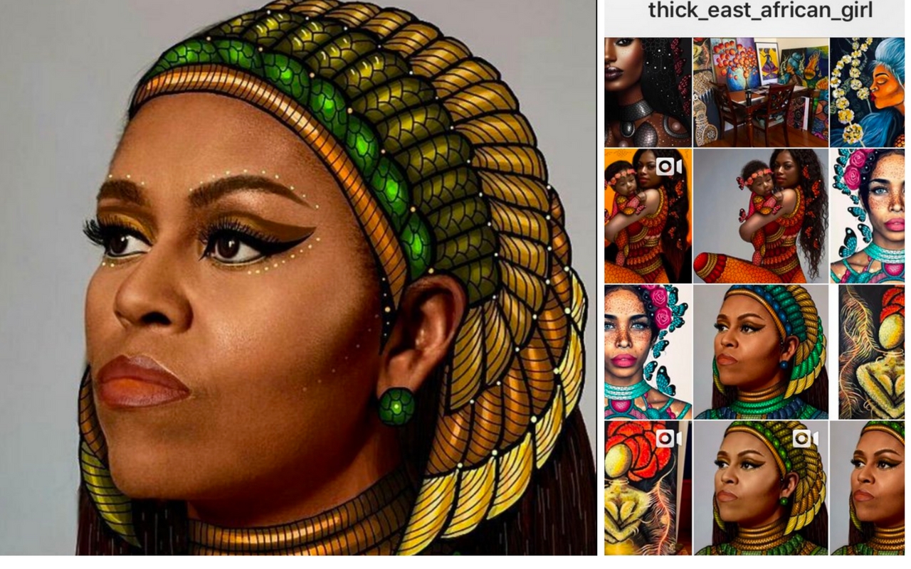 Michelle Obama reinterpretata dalla giovane Galile Mesfin su Instagram