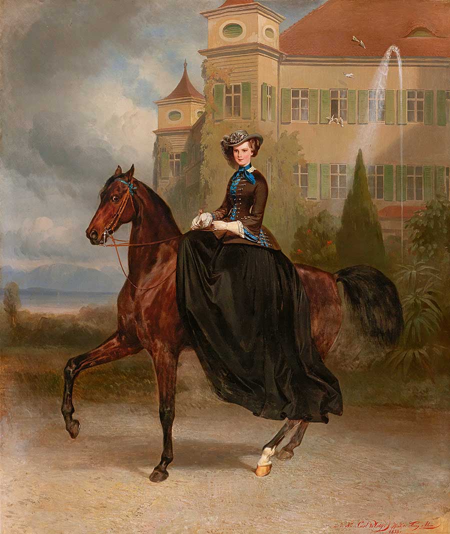 Carl Theodor von Piloty and Franz Adam, Elisabeth of Austria as a bride in Possenhofen, 1853 oil on canvas, 128 x 108 cm