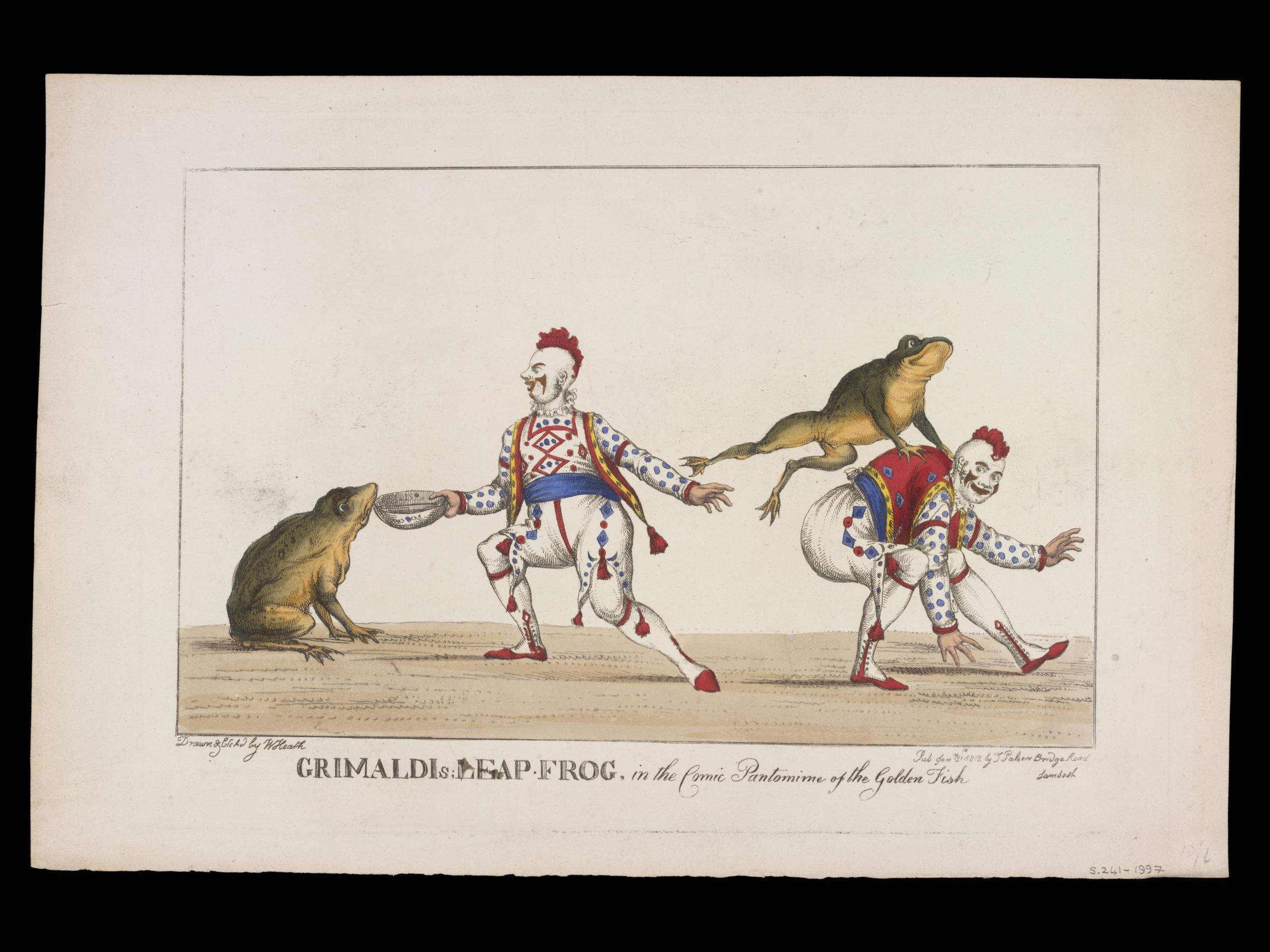 Grimaldi's Leap Frog in the Comic Pantomime of the Golden Fish, stampa, 1812 © Victoria and Albert Museum, London