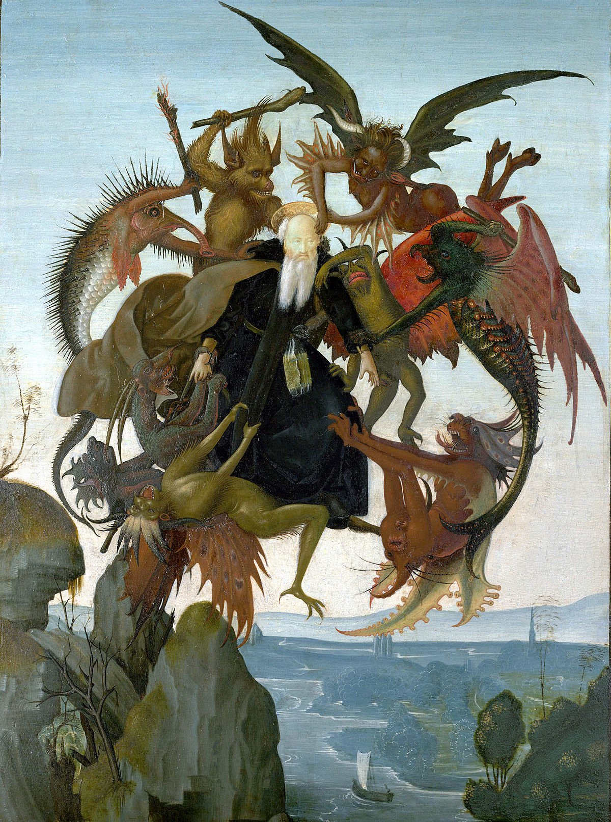 Michelangelo, Tormento di Sant'Antonio, circa 1487-1489, olio su tavola, 47×35 cm