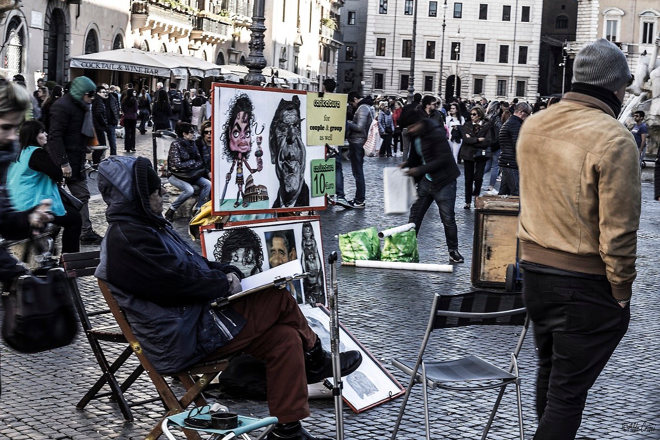 Pittori di strada in Piazza Navona. Foto Aldo Crisci via Flickr