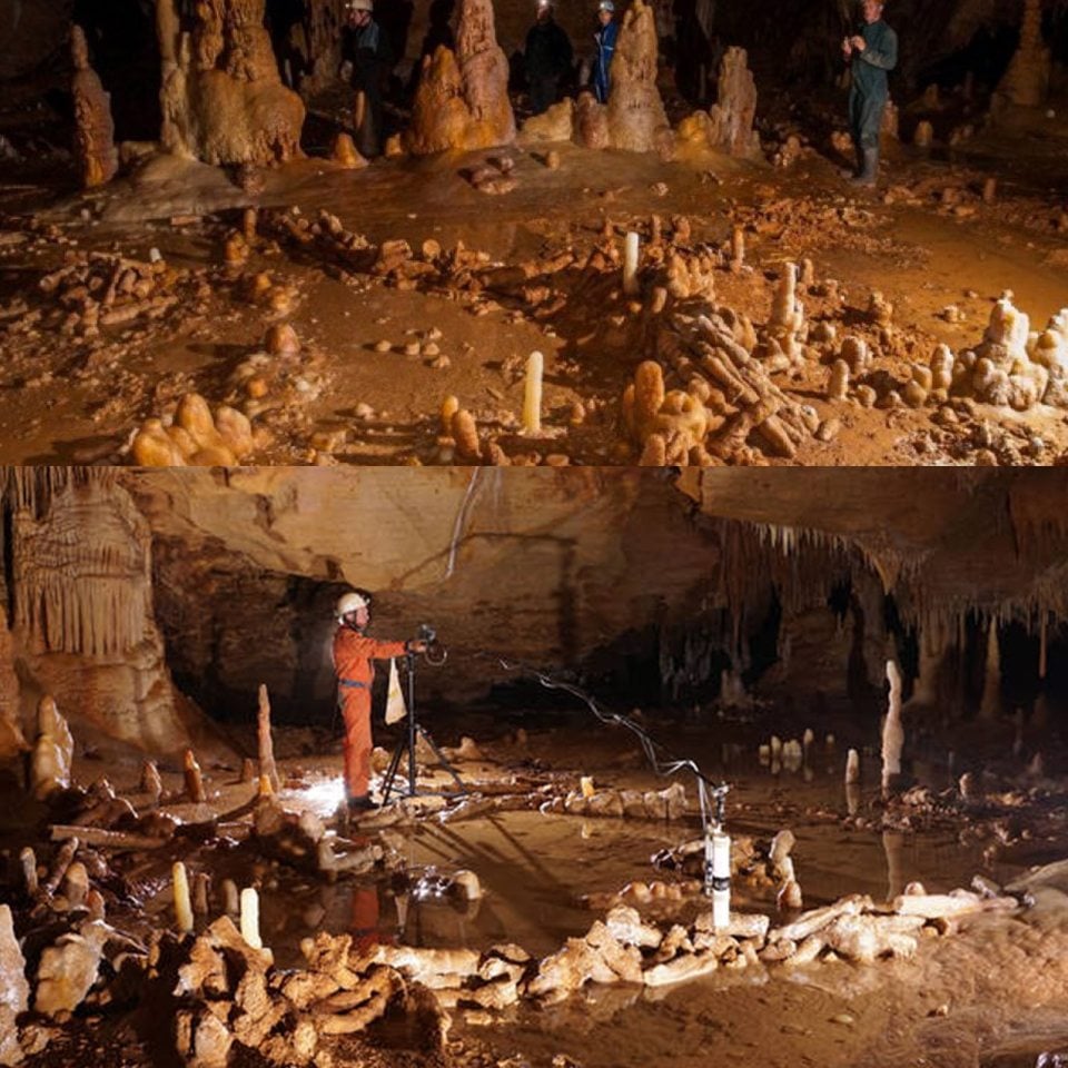 La prima opera architettonica dei Neanderthal in una caverna di Bruniquel nel sud della Francia