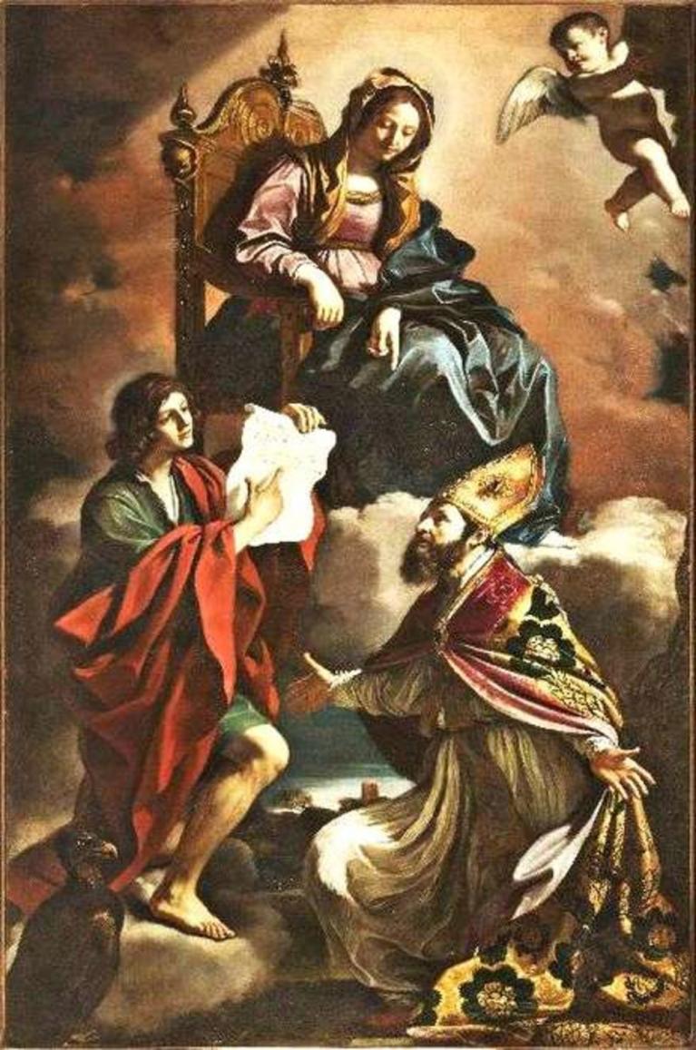 Madonna, San Giovanni Evangelista e San Gregorio, Guercino