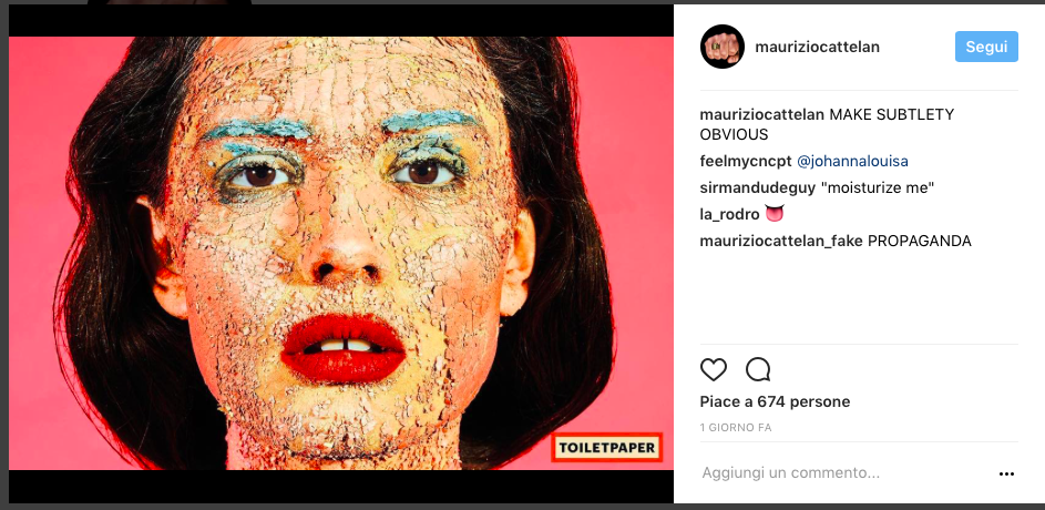 Propaganda, Maurizio Cattelan su Instagram