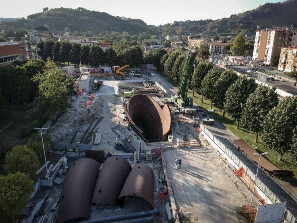 Una veduta aerea del cantiere