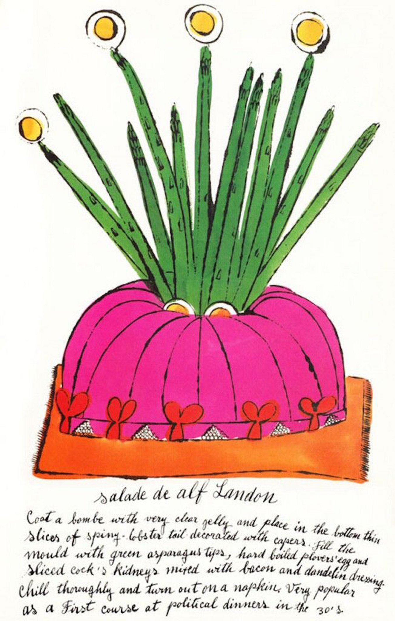 Andy Warhol, Salade de alf Landon, 1959. Dal libro d'artista Wild Raspberries