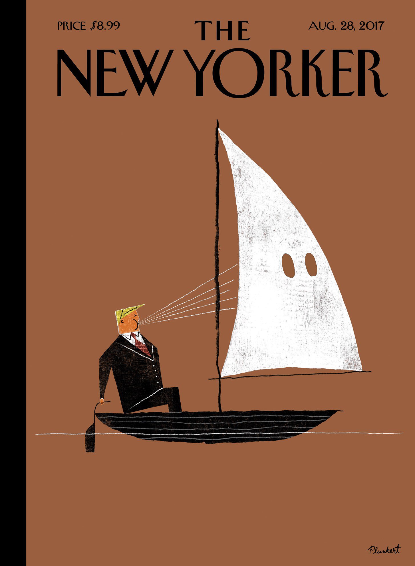 La copertina del New Yorker firmata da David Plunkert, agosto 2017