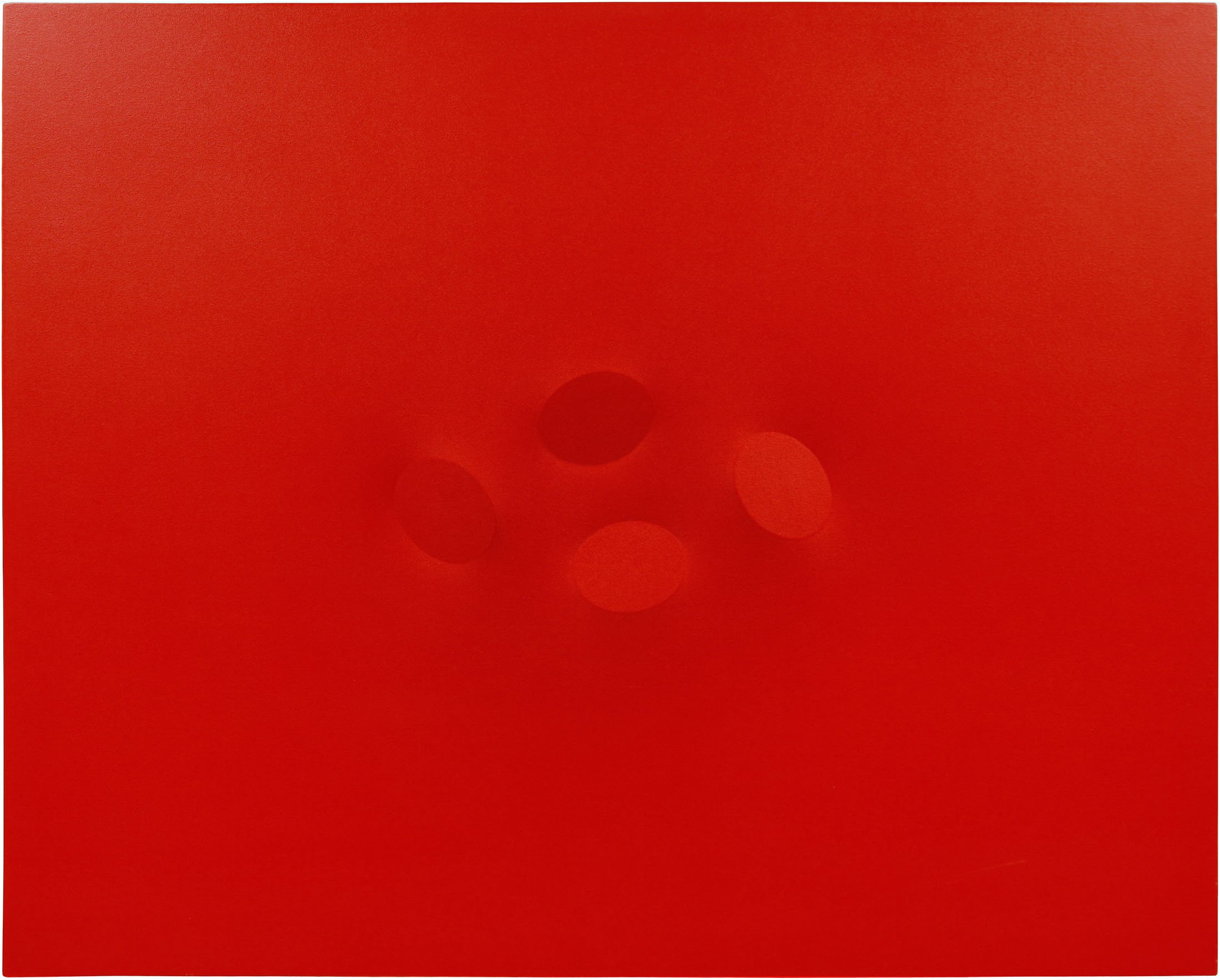 Turi Simeti, 4 ovali rossi, 2010, 120x150 cm. Courtesy Archivio Turi Simeti