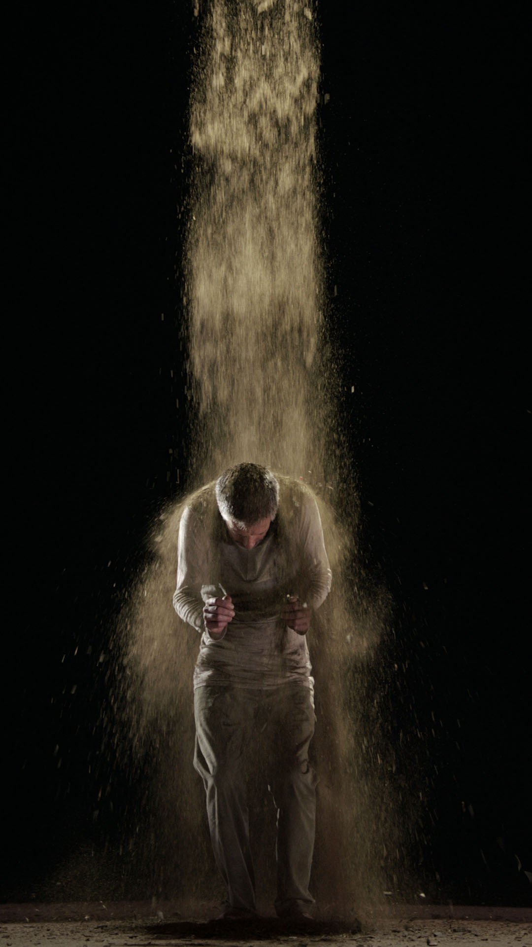 Bill Viola, Earth Martyr, 2014, Color high definition video on flat panel display mounted vertically on wall. Executive producer Kira Perov, Performer Norman Scott