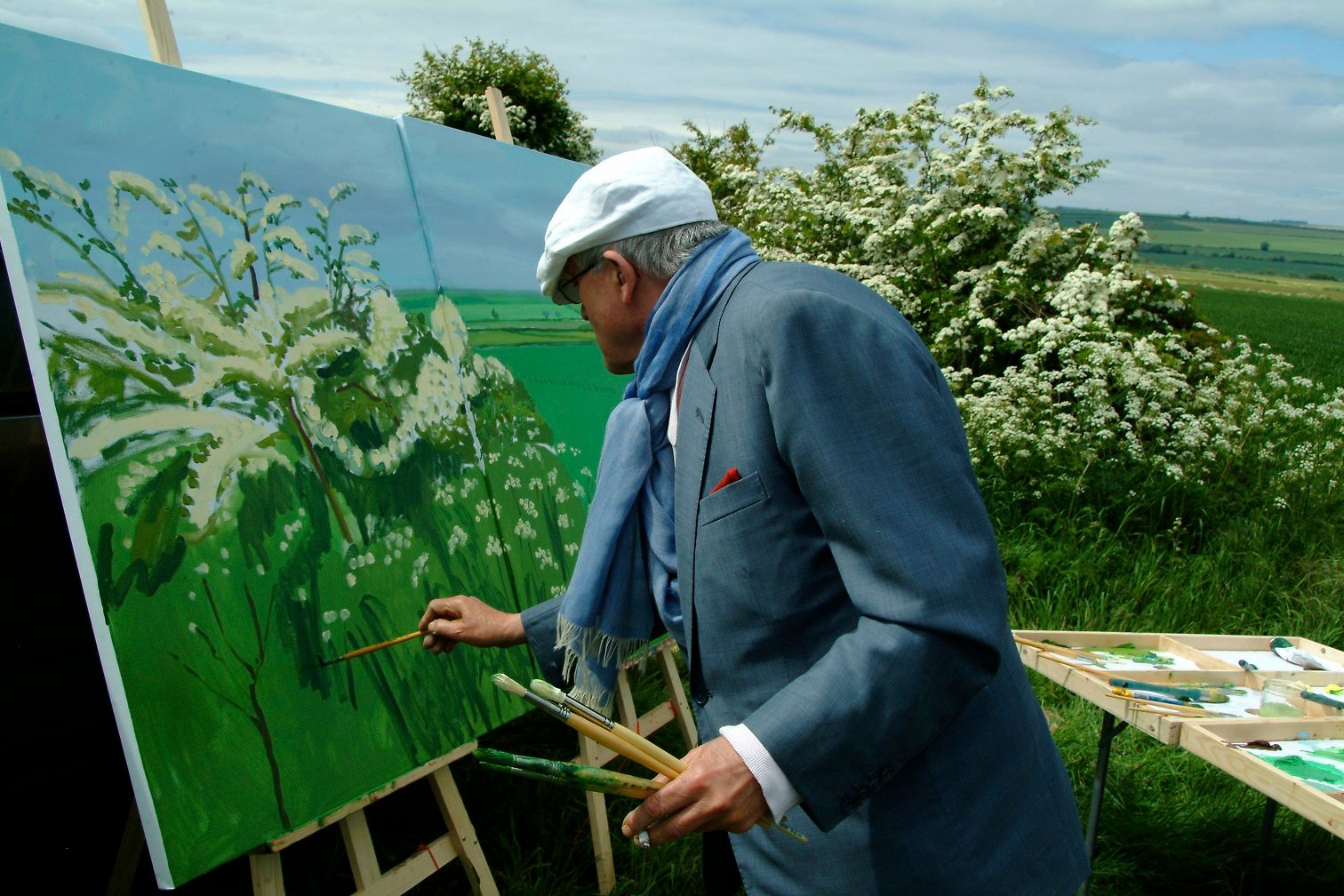 David Hockney painting Woldgate Before Kilham, 2007