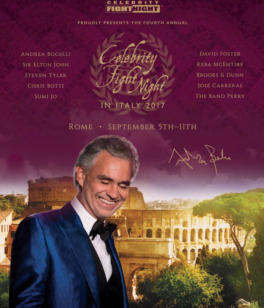 Il manifesto del concerto di Bocelli al Colosseo