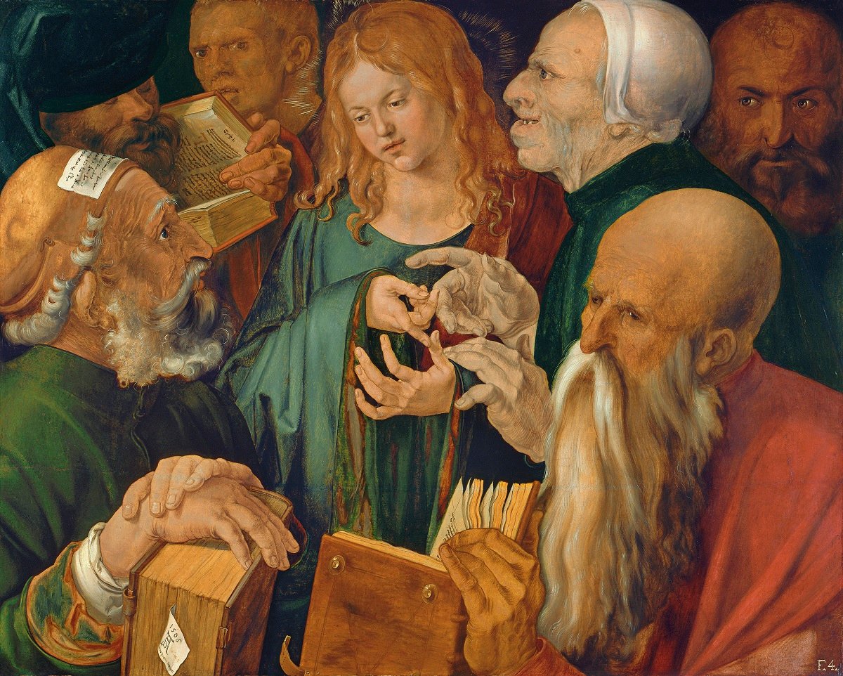 Albrecht Dürer, Gesù fra i dottori, 1506. Prestatore: Madrid, Museo Thyssen-Bornemisza. © 2017. Museo Thyssen-Bornemisza / Scala, Firenze