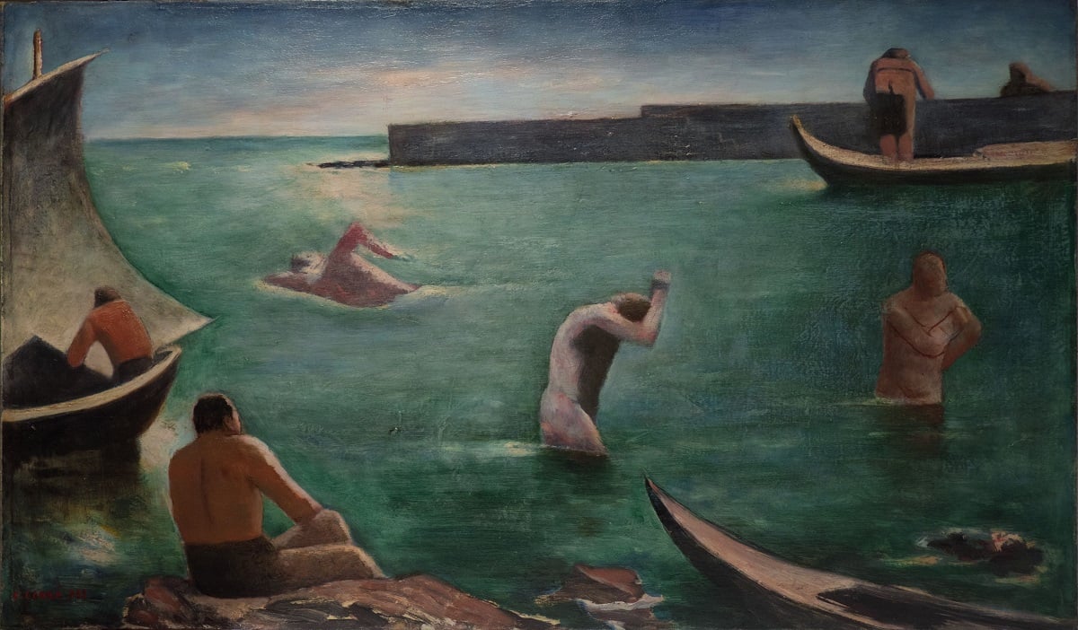 Carlo Carrà, I Nuotatori, 1932. Oil on canvas, 63,5 x 108,5 cm. Augusto e Francesca Giovanardi Collection