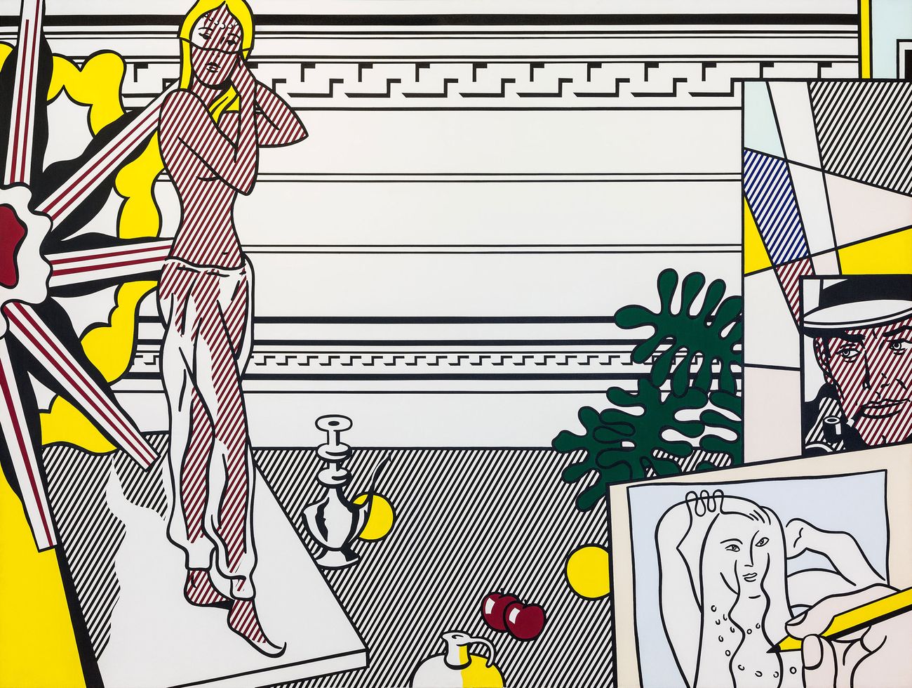 Roy Lichtenstein, Artist's Studio with Model, 1974. Collection of IRma & Norman Braman. [Institute of Contemporary Art Miami]