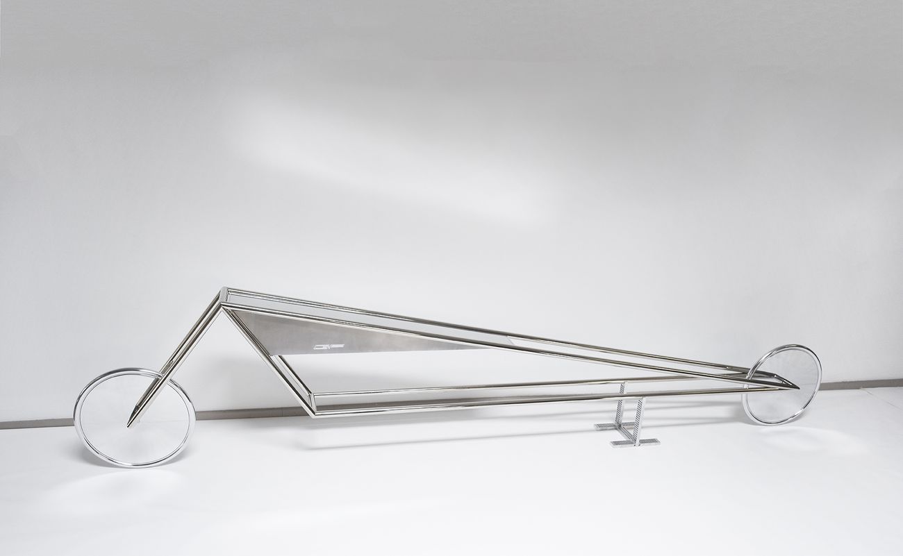 Gianni Piacentino, Nickel Frame vehicle with aluminum triangle tank and wheels_model 71, I, 2013-14