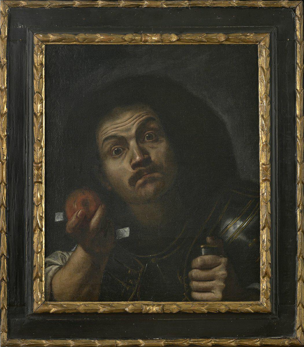 Pietro Bellotti (1625 - 1700), Autoritratto in forma di stupore, olio su tela, 1654-1655