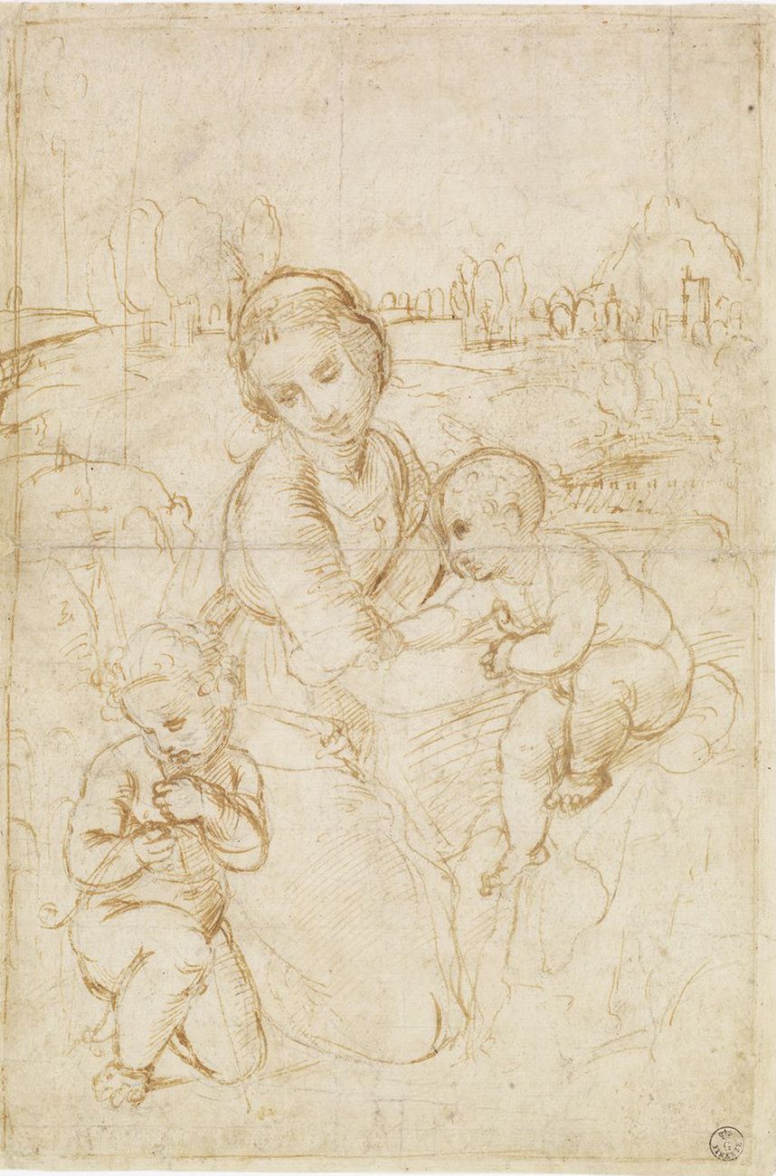 Raffaello, Madonna col Bambino e san Giovannino, 1508 ca. Firenze, Galleria degli Uffizi, Gabinetto Disegni e Stampe