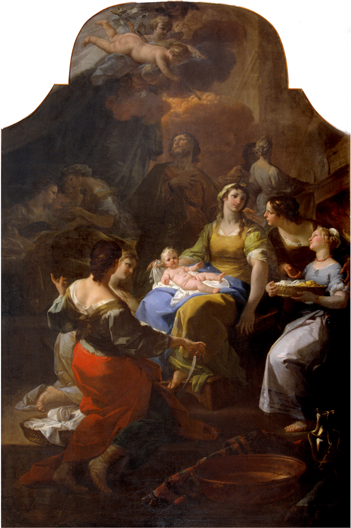 Corrado Giaquinto, Natività di San Giovanni Battista, olio su tela, cm 344 x 228, Bari, Pinacoteca Metropolitana, saletta del Giaquinto