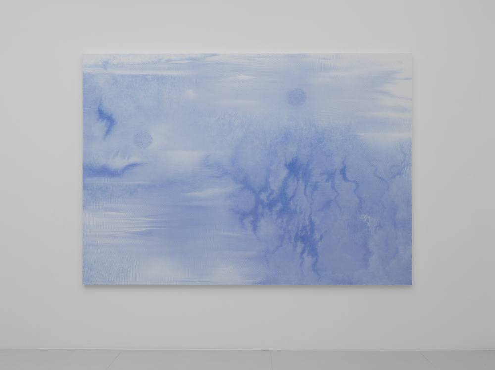 Shirazeh Houshiary, Mirage, 2017. Pigment and pencil on white Aquacryl on canvas on aluminium 190 x 270 x 5 cm 74 3/4 x 106 1/4 x 2 in © Shirazeh Houshiary; Courtesy Lisson Gallery