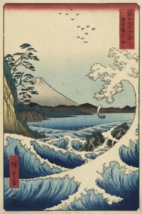 Utagawa Hiroshige, Il mare di Satta nella provincia di Suruga, 1858, Serie Trentasei vedute del Fuji, 1858