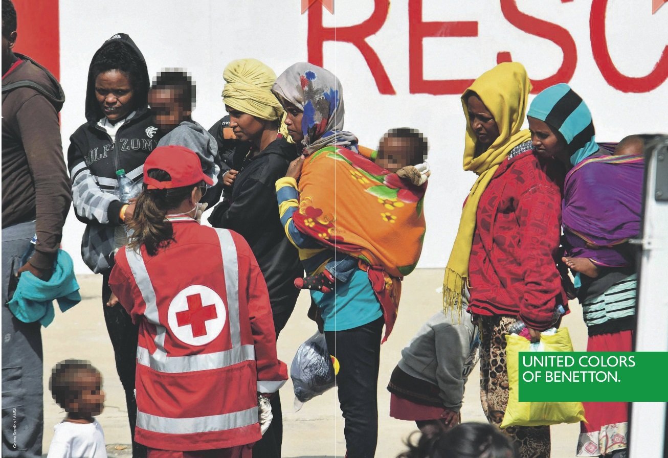 La campagna Benetton di Oliviero Toscani sui migranti, estate 2018