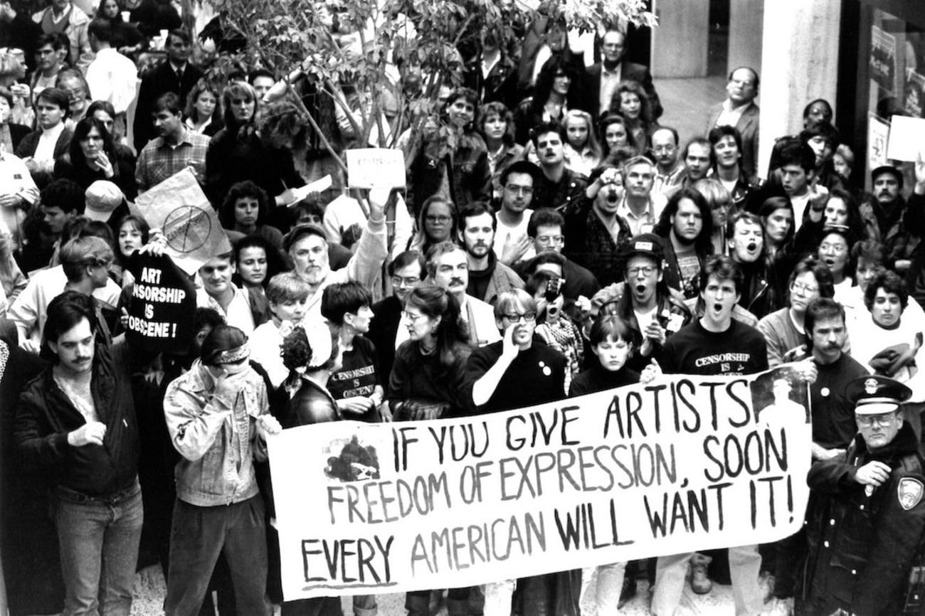 Manifestazione a favore di Robert Mapplethorpe e del Center of Contemporary Art di Cincinnati, 1990