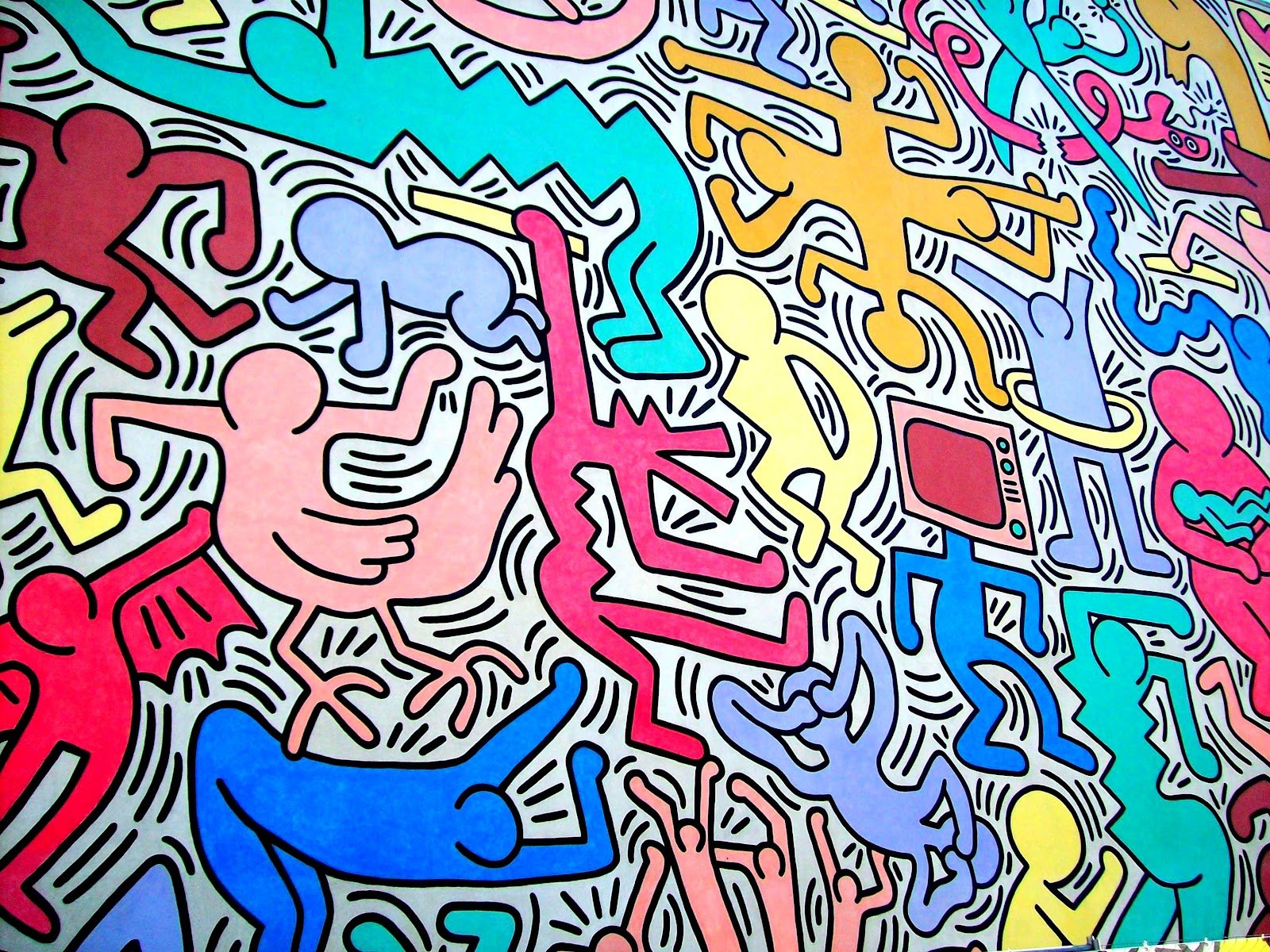 Tuttomondo di Keith Haring, 1989, dettaglio chiesa di S.Antonio abate, Pisa