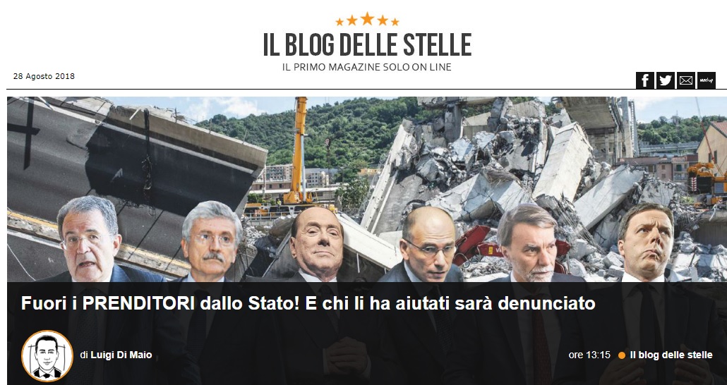 Articolo Blog delle Stelle Perché il Ministro della Cultura Alberto Bonisoli usa la sua pagina Facebook per fare propaganda?