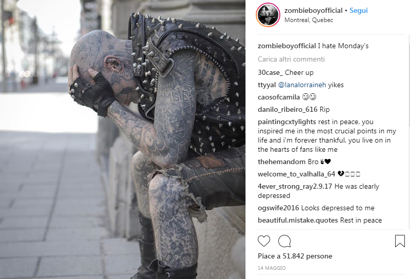 Dal profilo Instagram di Zombie Boy