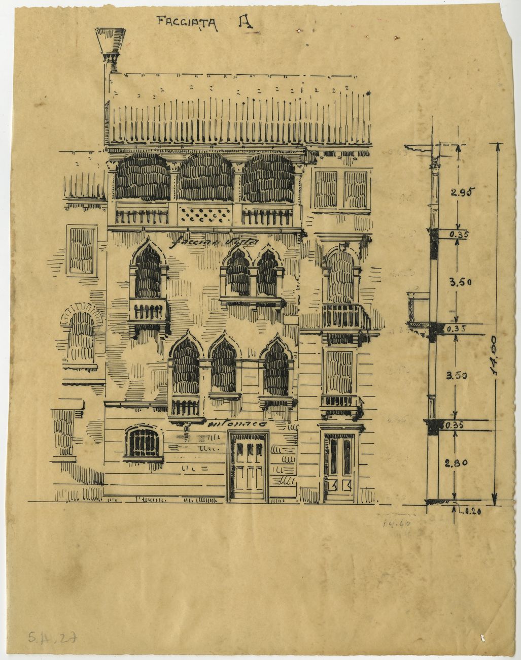 Paolo Bertanza, Sant'Elena - progetto di facciata, archivio Ater, Venezia