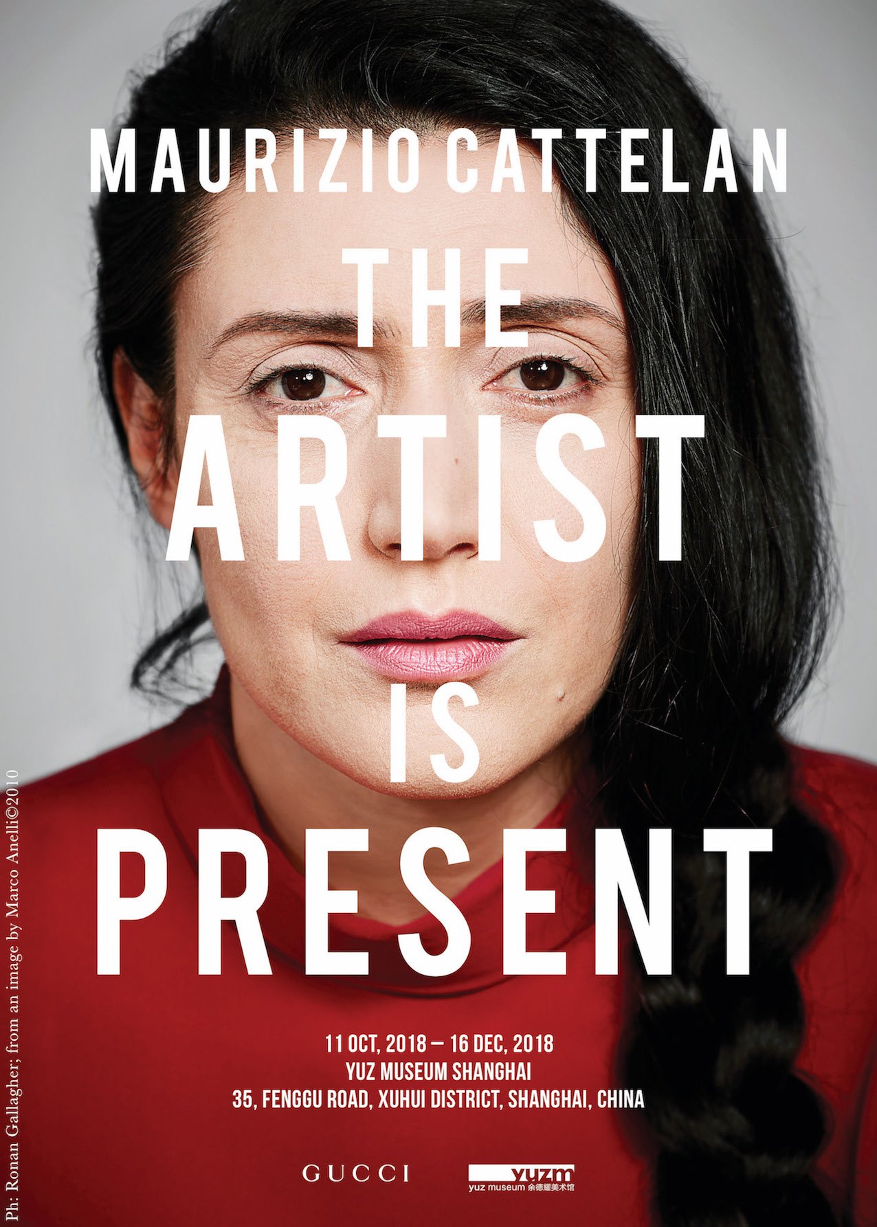 Manifesto della mostra The Artist is Present curata da Maurizio Cattelan