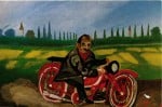 Antonio Ligabue Autoritratto con la motocicletta Violenza animale, tocco brutale. Ligabue a Parma