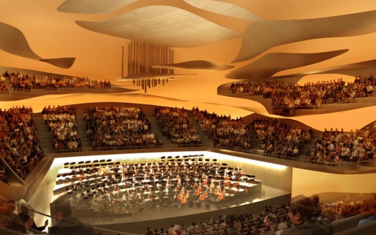 interieur salle by Artefactory La grandeur sarkozyana? Solo rimandata. Ecco come sarà la Nuova Filarmonica di Parigi by Jean Nouvel