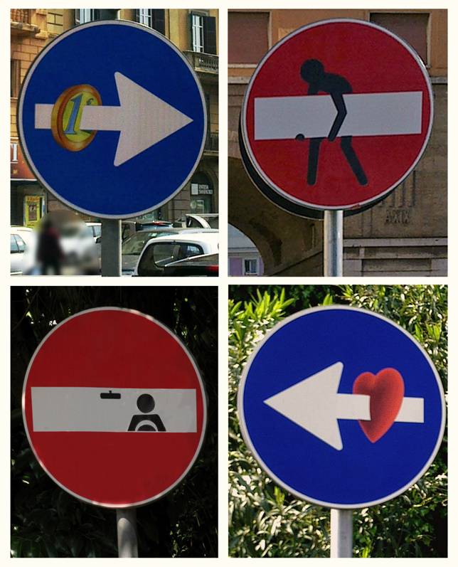 Anche nella vostra città i segnali stradali si stanno trasformando in opere d’arte? Ecco chi è il responsabile