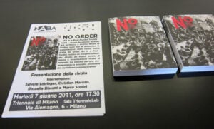 Nessun Ordine nel primo numero di No Order, rivista diretta da Marco Scotini presentata a Milano