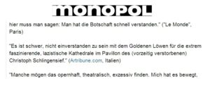 Il senso dei tedeschi per l’editoria d’arte. Nella rassegna stampa di Monopol c’è solo una testata italiana…