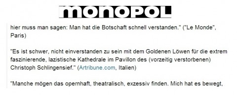 monopol Il senso dei tedeschi per l'editoria d'arte. Nella rassegna stampa di Monopol c'è solo una testata italiana…