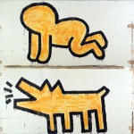 Murale della Marquette University Milwaukee Wisconsin 1983 Retro particolare della serie di dodici pannelli raffiguranti Baby and Dog Chieti, Wisconsin. Al Museo Archeologico Nazionale d’Abruzzo arriva Keith Haring con il murale di Milwaukee, ecco le foto