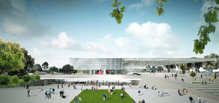 OMA Parc des Expositions Main Entrance Toulouse Koolhaas formato gigante. È lo studio OMA il vincitore in Francia del concorso per il nuovo Parc des expositions di Toulouse