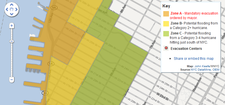 Sta arrivando Irene. Ma qualcuno ha fatto caso che a New York tutta l’area delle gallerie, a Chelsea, è zona rossa di massimo pericolo e con obbligo di evacuazione?