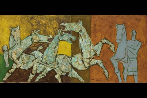 MAQBOOL FIDA HUSAIN 1915 2011 Sprinkling Horses Arte classica cinese e pittura indiana, vola l’arte orientale nelle aste dell’Asia Week di New York