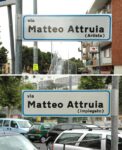 Matteo Attruia via Matteo Attruia impiegato artista metallo e scritta installazione abusiva Roma La Cina è vicina. Anche troppo