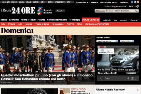 Siete tra quelli che "non è domenica se non mi leggo la Domenica del Sole24Ore?". Bene, da domani si replica. Va in onda il nuovo sito culturale del quotidiano economico. Con blog, giochi e materiali di archivio